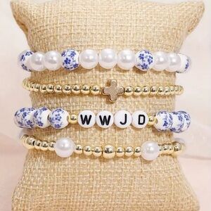 Graphic Beaded Bracelet WWJD